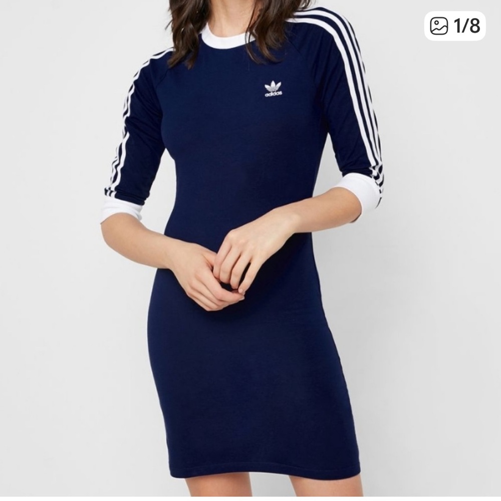 Adidas Originals Adicolor Womens 3-Stripes Dress dark blue Size XS